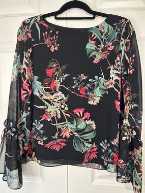 Karen Kane Black Floral Blouse